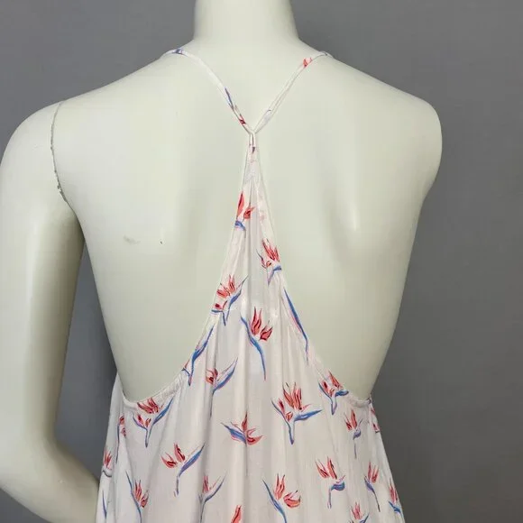 Acacia Dress Cover-Up Floral St. Tropez Birds of Paradise Size Small White Rayon - Picture 7 of 13